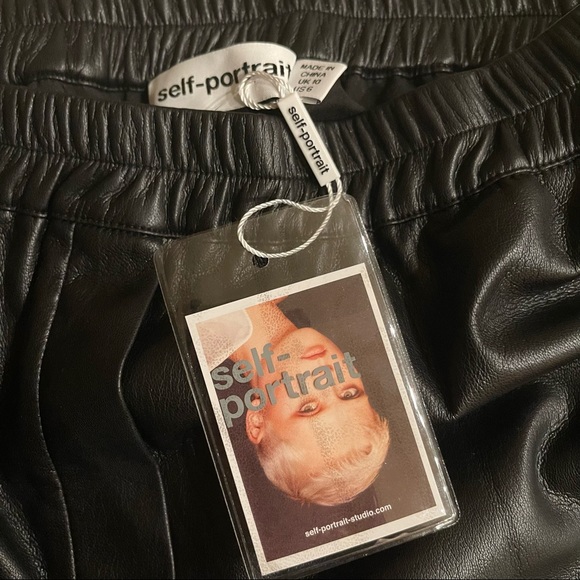 self-portrait Bermuda Faux Leather Lace Trim Shorts - Picture 10 of 10